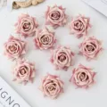 Artificial rose flower heads pink fabric flowers for DIY crafts wedding decoration - Brown