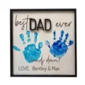 DIY wooden dad handprint sign frame personalized gift for father's day custom decor plaque - DAD