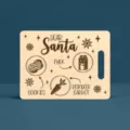 Wooden Christmas treat board for Santa cookies and milk engraved festive serving tray cutting board - Rectangle / 19x25cm