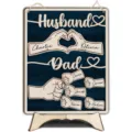 Custom wooden handprint sign for Father's Day, personalized family name plaque decor. - Boxer Dad