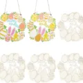 Onvolooide houten pasen krans DIY konijn ei hangende ambacht decoratie voor feest - 6-Delige Paaskrans Set / 6-delige set / Houtkleur