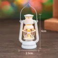 Mini vintage LED kerosene lamp night light, portable miniature lantern ornament for desktop decor. - Small Kerosene Lamp / White