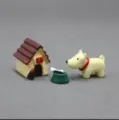 Miniature resin doghouse and puppy figurine set for desktop micro landscape decoration. - Puppy Three Piece Set