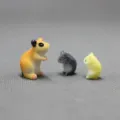 Cute miniature resin animal figurines set, perfect for desktop micro-landscape decoration. - Hamster 3-Piece Set