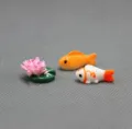 Mini resin goldfish and lotus miniature figurines for desktop micro landscape DIY fairy garden decor. - Carp 3-Piece Set