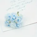 6-head small peony artificial flower silk bouquet for wedding home DIY photography props. - Sky Blue