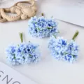 Blue mini artificial silk flower bouquets with green stems for DIY wreaths gift boxes - Blue