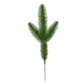 Artificial pine needle branch detail, 3-prong fake green plant for Christmas decoration accessories. - Green
