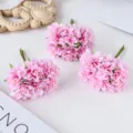Pink artificial silk flower bouquets mini floral bundles for craft wreath wedding decor 3pcs - Pink