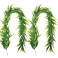 Artificial Boston Fern Hanging Vine Fake Greenery Plant for Wall Wedding Decor Party 2Pcs - Green