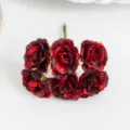 6-Head Artificial Small Peony Silk Rose Flowers Burgundy Floral DIY Craft Wedding Decor - Red