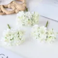 Mini artificial silk flower bouquets white stamen for wedding wreath craft DIY decor - Cream