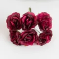 6-Head Artificial Silk Peony Flower Bunch Dark Red Flowers for Wedding DIY Home Decor - Fuschia