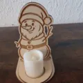 Wooden Christmas snowman candle holder with LED electronic candle for holiday table decor. - Style B