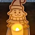 Wooden Christmas candle holder with LED tea light, festive table decoration home ornament. - Style C