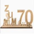 Wooden 70th Birthday Table Decoration Party Sign German Blessings DIY Wood Craft Decor - 70th Birthday / Natural Wood Color