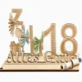 Wooden 18th birthday money gift holder German party decoration wooden craft ornament. - 18 Years Old / Natural Wood Color