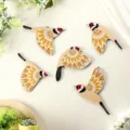 Set aus Holz fliegende Vögel Wanddekoration, kreative hängende Deko für das Wohnzimmer. - Rückseitige Haken / Gelb
