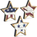 Patriotic wooden star decorations set, 4th of July tier tray table sign wood ornaments. - Style 1