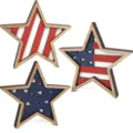 Patriotic wooden star decor, red white and blue star table ornaments for July 4th. - Style 3