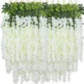 Kunstmatige witte wisteria hangende bloemen voor huwelijksdecoratie en plafondfeest. - Wit