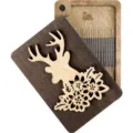 Wooden sewing needle storage box with magnetic strip, portable embroidery needle case with deer design. - Wooden Box (6x9 cm) / Deer and Flowers Style
