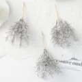 Silver glitter grass branch bouquet, artificial plant for home wedding decor and DIY craft. - Gilded Silver
