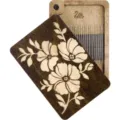 Wooden needle storage box with magnetic holder, portable sewing needle organizer case variant - Wooden Box (6x9 cm) / Flower Style