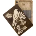 Wooden needle storage box with magnetic strip, carved bird pattern portable sewing kit case. - Wooden Box (6x9 cm) / Bird and Berries Style