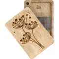 Wooden needle case with magnetic strip and delicate carved floral design for sewing and embroidery. - Wooden Box (6x9 cm) / Dandelion Style