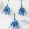 Blue glitter artificial pine branches for home decor, wedding favors and DIY crafts. - Dark Blue