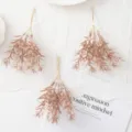 Artificial glitter star grass branches for home decor, wedding craft, and DIY floral arrangements. - Coral Pink