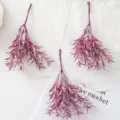 Artificial glitter grass branches fake plants for home decor DIY wedding party craft decoration - Rose Red
