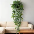 Détail de plante artificielle suspendue, feuilles de vigne d'eucalyptus réalistes pour belle déco. - Vert