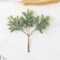 Artificial frosted pine branch Christmas tree decoration accessory mini plant wreath garland DIY - Green