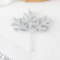 Silver glitter artificial pine branch Christmas tree decoration wreath DIY craft accessory - Silver