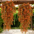Artificial Eucalyptus Hanging Plants Autumn Fake Vine Wall Decor Outdoor Indoor Home Garden - Orange Brown
