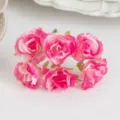 6-Head Artificial Silk Peony Flowers Mini Pink Rose Bouquet for DIY Craft Wedding Decor - Rose Red