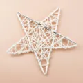 White rattan star decoration, 20cm wicker woven pentagram for Christmas holiday party decor. - 20cm / White