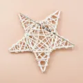 White Rattan Star Christmas Tree Ornament Hanging Pentagram Floral Decoration 14.5cm - 15cm / White