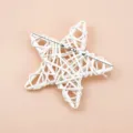 White rattan star 9cm wicker pentagram for Christmas tree decor and floral arrangement design. - 9cm / White