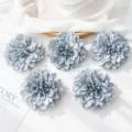 Gray blue artificial dahlia flowers set, fabric flower heads for wedding decor and crafts. - Aqua