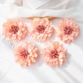 Artificial dahlia flowers peach pink fabric chrysanthemum for wedding home decor 5pcs - Deep Pink