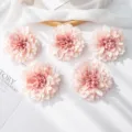 Set of 5 pink artificial dahlia flowers for wedding decor, floral arrangements and crafts. - Pink White