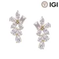 Elegant 925 sterling silver cluster earrings with D color VVS lab-grown diamonds for women - 1.3ct / Emerald Cut-14K Gold