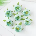 Künstliche Teerose Knospen Minzgrün Seidenblumen Köpfe für Kranz Geschenkbox Dekoration - Seeblau