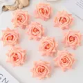 Artificial peach rose flower heads 8cm fabric silk roses for DIY wedding craft decor - Champagne
