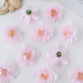 Cabezas de flores artificiales rosas, materiales florales de seda para manualidades y accesorios. - Rosa
