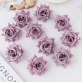 Artificial purple velvet rose flower heads for DIY wedding boutonnieres and crafts decor. - Light Purple