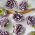 Artificial purple peony rose flower heads, silk cloth floral DIY wedding home decor. - Purple Grey